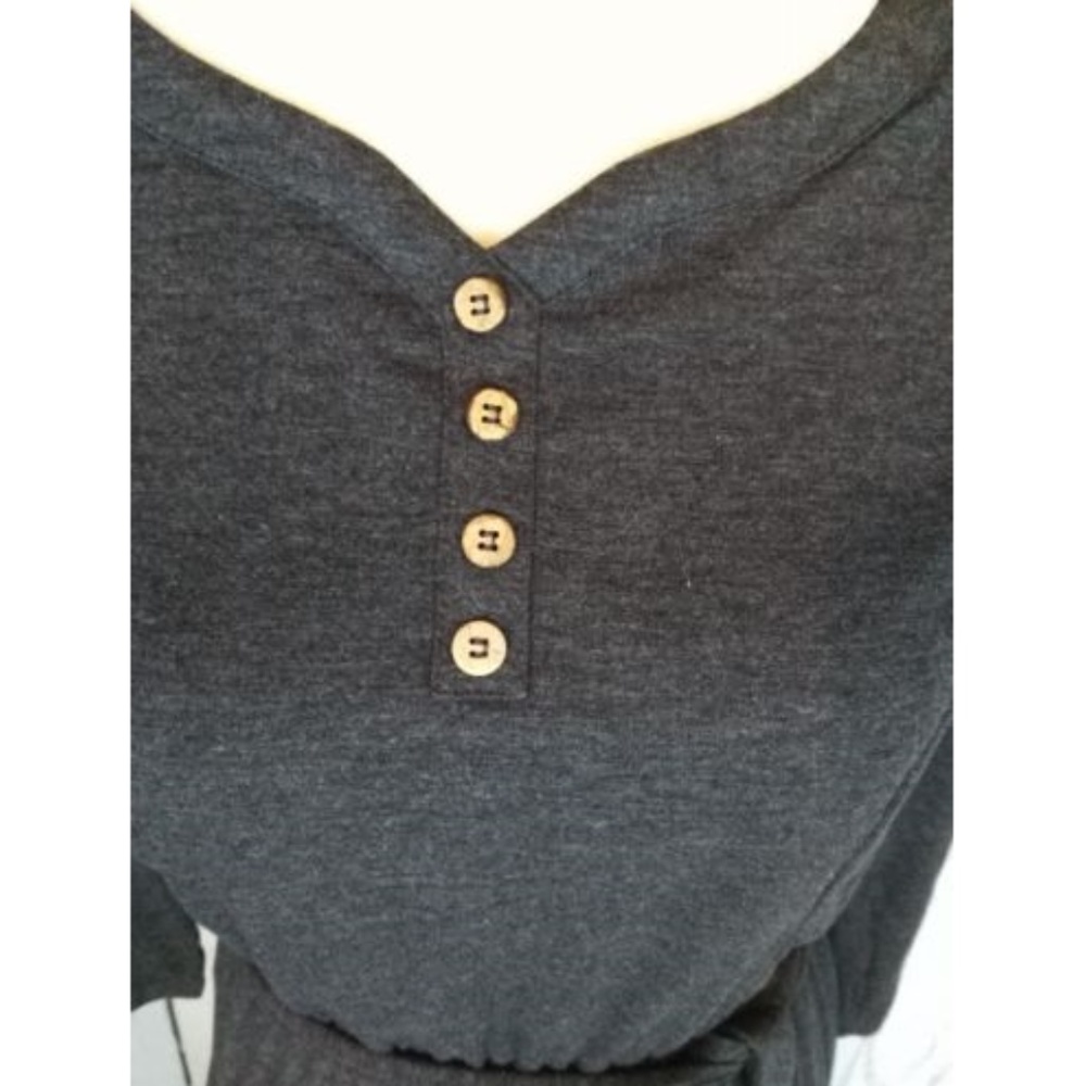 Charcoal Gray Scallop Maxi Dress NWT Boutique GIFT - Picture 3 of 8